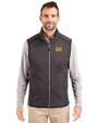 Michigan Wolverines Cutter & Buck Mainsail Sweater-Knit Mens Big and Tall Full Zip Vest Charcoal Heather Front