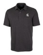 Michigan State Spartans Cutter & Buck Advantage Tri-Blend Jersey Mens Big and Tall Pocket Polo Black Heather Mannequin