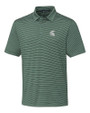Michigan State Spartans Cutter & Buck Forge Pencil Stripe Stretch Mens Polo Hunter Green Mannequin