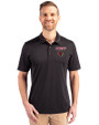 Louisville Cardinals Cutter & Buck Prospect Eco Textured Stretch Recycled Mens Short Sleeve Polo Black Front