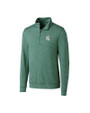 Michigan State Spartans Cutter & Buck Shoreline Heathered Quarter Zip Mens Big and Tall Pullover Hunter Heather Mannequin