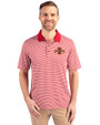 Iowa State Cyclones Cutter & Buck Forge Tonal Stripe Stretch Mens Big and Tall Polo Cardinal Red Front