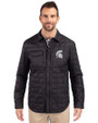 Michigan State Spartans Cutter & Buck Rainier PrimaLoft® Mens Eco Insulated Quilted Shirt Jacket Black Front