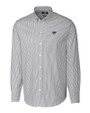 Kansas State Wildcats Cutter & Buck Stretch Oxford Stripe Mens Long Sleeve Dress Shirt Charcoal Mannequin