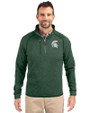 Michigan State Spartans Cutter & Buck Mainsail Sweater-Knit Mens Big and Tall Half Zip Pullover Jacket Hunter Heather Front