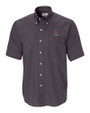 Harvard Crimson Cutter & Buck Epic Easy Care Nailshead Mens Big and Tall Short Sleeve Dress Shirt Black Mannequin