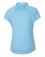 Ole Miss Rebels Cutter & Buck Forge Stretch Womens Short Sleeve Polo Atlas Light Blue Mannequin Back