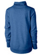 Kansas Jayhawks Cutter & Buck Saturday Cotton Blend Womens Funnel Neck Sweatshirt Tour Blue Heather Mannequin Back