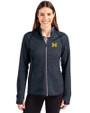 Michigan Wolverines Cutter & Buck Mainsail Full Zip Hooded Womens Jacket Liberty Navy Heather Front