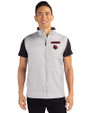 Louisville Cardinals Cutter & Buck Stealth Hybrid Quilted Mens Windbreaker Vest Polished Medium Gray Front