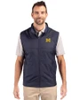 Michigan Wolverines Cutter & Buck Stealth Hybrid Quilted Mens Windbreaker Vest Liberty Navy Front