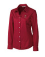 Harvard Crimson Cutter & Buck Epic Easy Care Fine Twill Womens Long Sleeve Dress Shirt Cardinal Red Mannequin