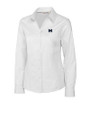 Michigan Wolverines Cutter & Buck Epic Easy Care Fine Twill Womens Long Sleeve Dress Shirt White Mannequin