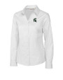 Michigan State Spartans Cutter & Buck Epic Easy Care Fine Twill Womens Long Sleeve Dress Shirt White Mannequin