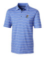 Kansas Jayhawks Cutter & Buck Forge Epic Confidence Recycled Heathered Stripe Stretch Mens Polo Chelan Blue Mannequin
