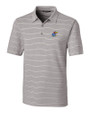 Kansas Jayhawks Cutter & Buck Forge Epic Confidence Recycled Heathered Stripe Stretch Mens Polo Polished Medium Gray Mannequin