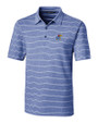 Kansas Jayhawks Cutter & Buck Forge Epic Confidence Recycled Heathered Stripe Stretch Mens Polo Tour Blue Mannequin