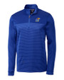 Kansas Jayhawks Cutter & Buck Traverse Stretch Eco Stripe Quarter Zip Mens Pullover Tour Blue Mannequin