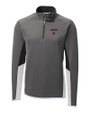 Louisville Cardinals Cutter & Buck Traverse Colorblock Stretch Quarter Zip Mens Pullover Elemental Grey Mannequin
