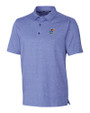 Kansas Jayhawks Cutter & Buck Forge Heathered Stretch Mens Polo Tour Blue Heather Mannequin