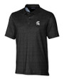 Michigan State Spartans Cutter & Buck Pike Micro Floral Print Stretch Mens Polo Black Mannequin