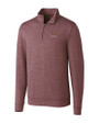 Harvard Crimson Cutter & Buck Shoreline Heathered Quarter Zip Mens Pullover Bordeaux Heather Mannequin