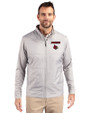 Louisville Cardinals Cutter & Buck Stealth Hybrid Quilted Mens Full Zip Windbreaker Jacket Polished Medium Gray Front