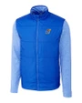 Kansas Jayhawks Cutter & Buck Stealth Hybrid Quilted Mens Full Zip Windbreaker Jacket Chelan Blue Mannequin