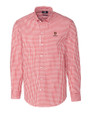 Harvard Crimson Cutter & Buck Easy Care Stretch Gingham Mens Long Sleeve Dress Shirt Cardinal Red Mannequin