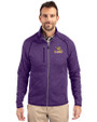 LSU Tigers Cutter & Buck Mainsail Sweater-Knit Mens Full Zip Jacket College Purple Heather Front