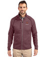 Harvard Crimson Cutter & Buck Mainsail Sweater-Knit Mens Full Zip Jacket Bordeaux Heather Front