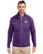 Kansas State Wildcats Cutter & Buck Mainsail Sweater-Knit Mens Full Zip Jacket College Purple Heather Front