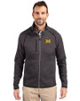 Michigan Wolverines Cutter & Buck Mainsail Sweater-Knit Mens Full Zip Jacket Charcoal Heather Front