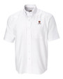Harvard Crimson Cutter & Buck Epic Easy Care Nailshead Mens Short Sleeve Dress Shirt White Mannequin