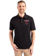 Louisville Cardinals Cutter & Buck Advantage Eco Tri-Blend Pique Mens Big and Tall Polo Black Front