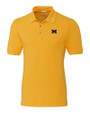 Michigan Wolverines Cutter & Buck Advantage Recycled Cotton-Blend Pique Mens Polo College Gold Mannequin