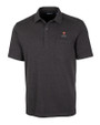 Harvard Crimson Cutter & Buck Advantage Tri-Blend Jersey Mens Big and Tall Pocket Polo Black Heather Mannequin