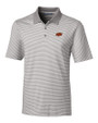 Oklahoma State Cowboys Cutter & Buck Forge Tonal Stripe Stretch Mens Big and Tall Polo Polished Medium Gray Mannequin