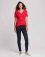 Cutter & Buck Short Womens Sleeve Rally Split Neck Top Red Front 3