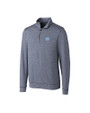 North Carolina Tar Heels Cutter & Buck Shoreline Heathered Quarter Zip Mens Big and Tall Pullover Liberty Navy Heather Mannequin