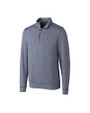 Ole Miss Rebels Cutter & Buck Shoreline Heathered Quarter Zip Mens Big and Tall Pullover Liberty Navy Heather Mannequin
