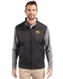 Iowa Hawkeyes Cutter & Buck Stealth Hybrid Quilted Mens Big and Tall Full Zip Windbreaker Jacket Black Front