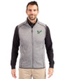 South Florida Bulls Cutter & Buck Mainsail Sweater-Knit Mens Big and Tall Full Zip Vest Polished Heather Front