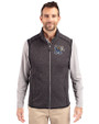 Memphis Tigers Cutter & Buck Mainsail Sweater-Knit Mens Big and Tall Full Zip Vest Charcoal Heather Front
