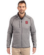 NC State Wolfpack Cutter & Buck Mainsail Sweater-Knit Mens Big and Tall Full Zip Jacket Polished Heather Front