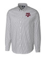 Texas A&M Aggies Cutter & Buck Stretch Oxford Stripe Mens Big and Tall Long Sleeve Dress Shirt Charcoal Mannequin