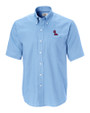 Ole Miss Rebels Cutter & Buck Epic Easy Care Nailshead Mens Big and Tall Short Sleeve Dress Shirt Atlas Light Blue Mannequin
