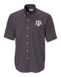 Texas A&M Aggies Cutter & Buck Epic Easy Care Nailshead Mens Big and Tall Short Sleeve Dress Shirt Black Mannequin