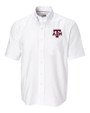 Texas A&M Aggies Cutter & Buck Epic Easy Care Nailshead Mens Big and Tall Short Sleeve Dress Shirt White Mannequin
