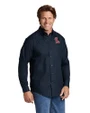 Ole Miss Rebels Cutter & Buck Epic Easy Care Fine Twill Mens Big and Tall Dress Shirt Navy Blue Front